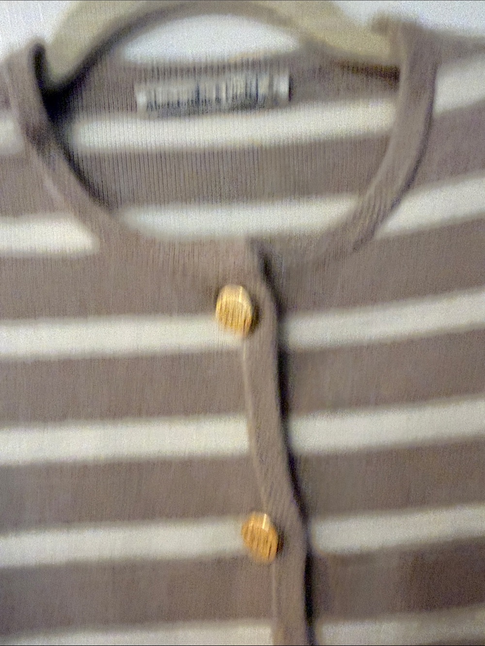 Abercrombie & Fitch Taupe and White Striped Gold-Button Cardigan - Picture 2 of 2